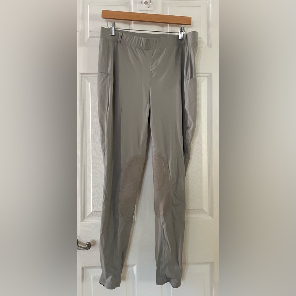 Baleaf Womens Riding Pants in Light Gray with Suede Knee Patches